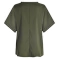 thumbnail image 4 of tklpehg Womens T Shirt Short Sleeve Clearance Summer Loose Ladies Tops Short Sleeve Tops Leisure Fashion V-Neck Button Tees Shirts Plain Colored Shirt Green 4(S), 4 of 7