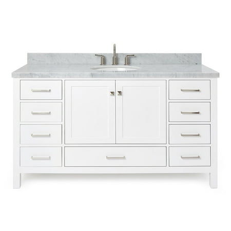 Ariel A061s-Vo Cambridge 60" Free Standing Single Basin Vanity Set - White