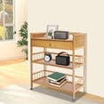 thumbnail image 4 of 27.5*11.8*32.3in 3 Tier Rolling Cart, Brown Storage Cart With 4Wheels, Storage Organizer Cart For Bedrooms, 4 of 8