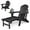 Black, variant on Folding Adirondack Chair with Ottoman, Adjustable Backrest Plastic HDPE Adirondack Chairs w/4 in 1 Cup Holder Tray, Black