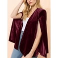 thumbnail image 2 of Women's Velvet Cape Blazer Jackets Casual Split Long Sleeve Open Front Coat, 2 of 7