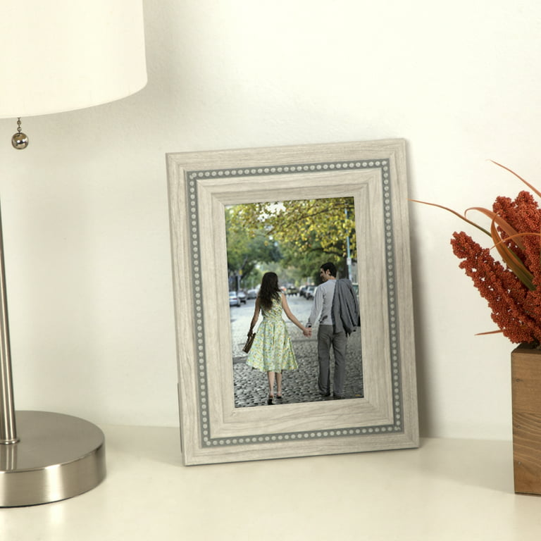Mainstays 4x6 Grey Wood Decorative Tabletop & Wall Picture Frame with Linen  Mat