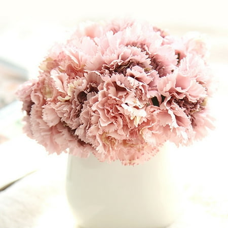 Miniature Carnation Bouquet Holiday Clearance Artificial Silk Flower Carnation 6 Heads/Bouquet for Wedding Party Home Decoration ()