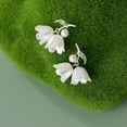 thumbnail image 4 of K-KED S925 Sterling Silver White Lily Flower Ear Earrings New, 4 of 6