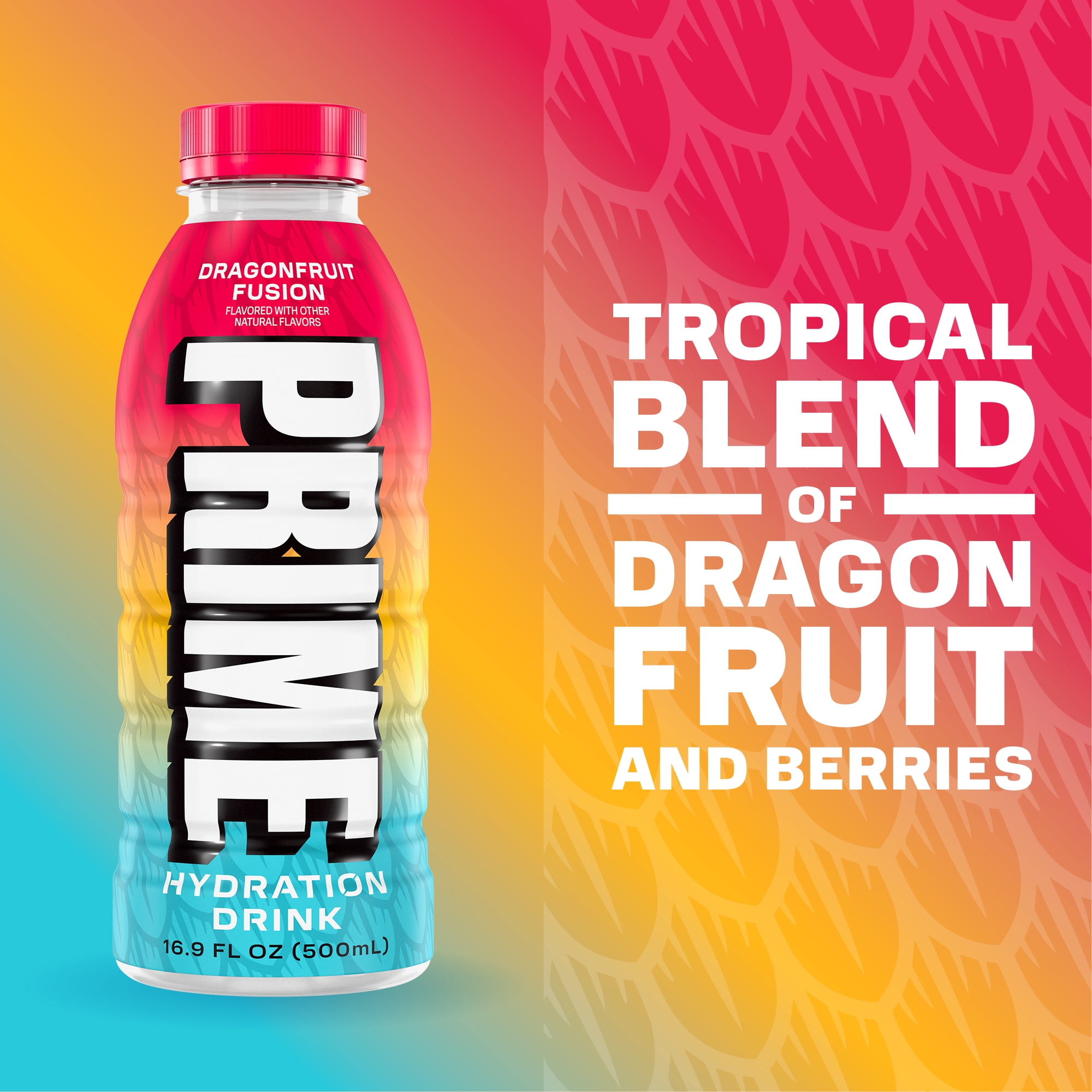 (2 pack) Prime Hydration Sports Drink, Dragonfruit Fusion, 16.9 fl oz, Bottle