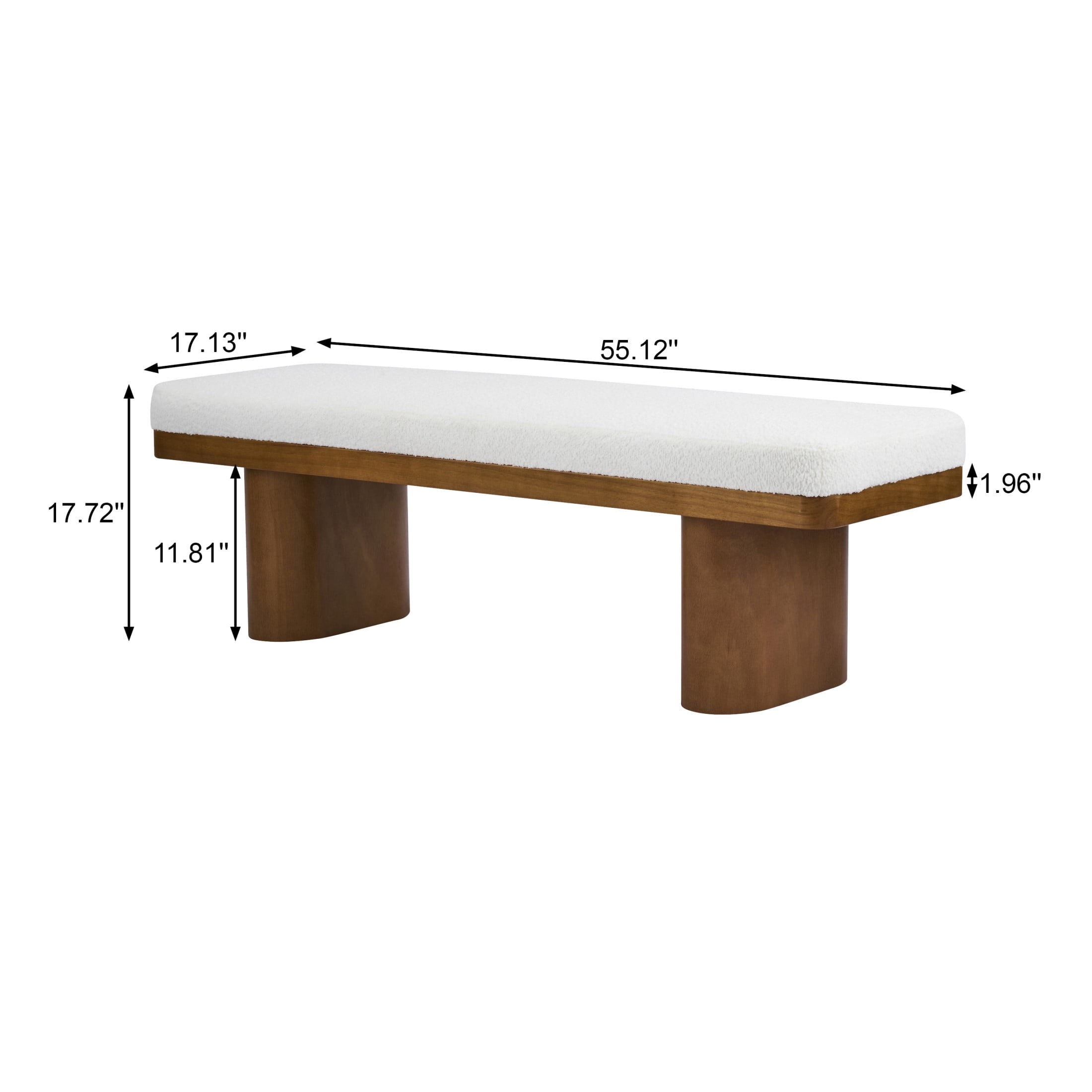 Christopher Knight Home 55" Modern Farmhouse Chenille Upholstered Bench with Rubberwood Legs, Beige