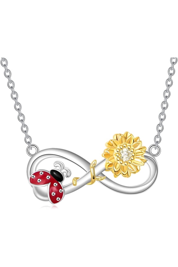 Ladybug Necklace Infinity Necklace for Women Bug Jewelry Infinity Love Gifts for Wife Mother Bithday Moter's Day