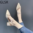 thumbnail image 2 of Sandalias de verano 2021, zapatos negros para mujer, tacones de tiras de boca poco profunda, nuevas sandalias de moda cerradas en punta Beige combinables con todo39 Gao Jinjia LED, 2 of 2