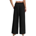 thumbnail image 4 of Button Down Women Elastic Waist Casual Loose Wide Leg Jeans Baggy Denim Pants, 4 of 6