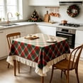 thumbnail image 5 of Christmas Square Tablecloth, Ruffled Christmas Plaid Polyester Blend Table Cover for Dining Table and Holiday Party, 31 x 31 in, 5 of 6