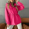 thumbnail image 2 of Duoif Rain Jacket Women, Raincoat Women Long Trench Coats Lined Windbreaker Travel Lightweight Jackets for Women Hot Pink L, 2 of 8
