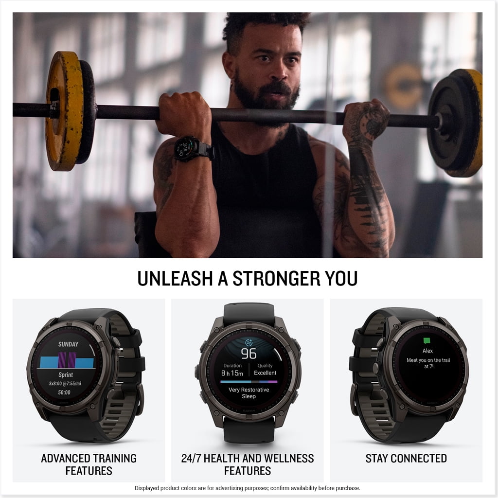 GARMIN Fenix 8 GPS 51mm Black Titanium Case with Black Watch Band, 1 Pack