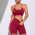 thumbnail image 6 of Hessimy Workout Sets for Women 2 Piece - Seamless Yoga Outfits Shorts and Padded Sports Bra Gym Athletic Clothing Set(Red,L), 6 of 6