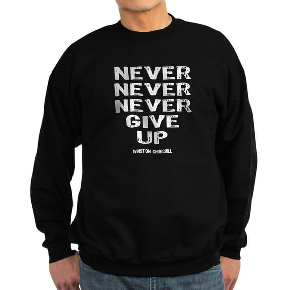 CafePress - Never Give Up Sweatshirt (Dark) - Classic Crew Neck Sweatshirt