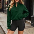 thumbnail image 6 of Jalioing Women's Crop Sweatshirts Fashion Trendy Solid Long Sleeve Stand Collar Half Zip Pullover Tops with Pocket, 6 of 7