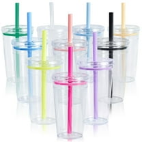 16oz acrylic tumbler plastic Reusable Iced coffee cups with lid with straw for Coffee Milk Juice Smoothie 10 pack