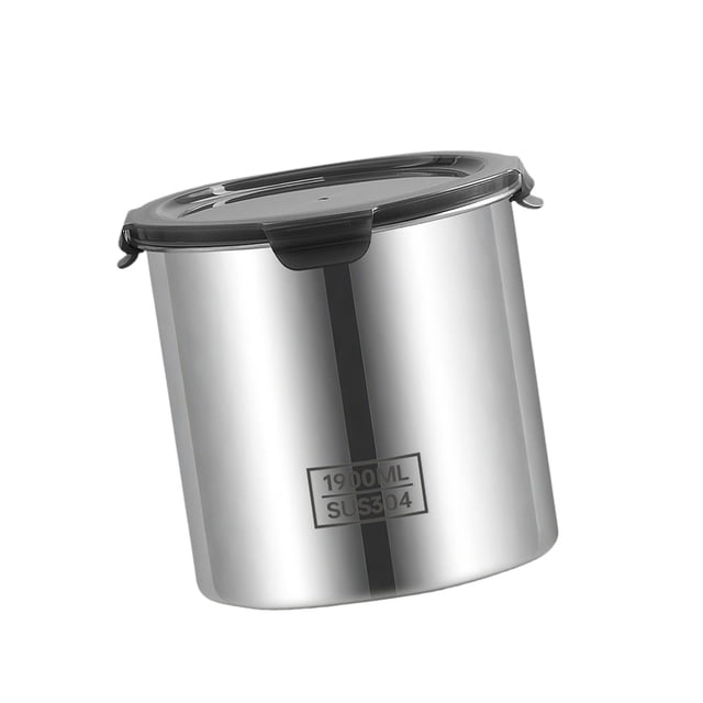 Recipiente hermético de acero inoxidable para almacenar alimentos, ideal para galletas, nueces y cereales. 1900 ml