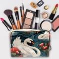 thumbnail image 3 of Swan Waterproof PVC Cosmetic Travel Organizer Bag with Zipper - Lightweight and Large Capacity Makeup Storage Case for Women and Girls - Printed Design Toiletry Organizer for Travel, 3 of 6