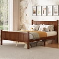 thumbnail image 3 of Euroco Wood Full Size Platform Bed with Headboard and Footboard, Dark Walnut, 3 of 14