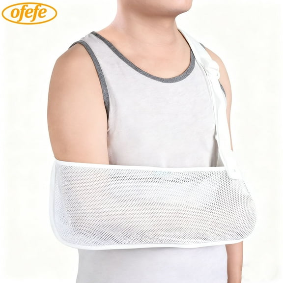 Arm sling,Mesh Arm Shoulder Sling Medical Shoulder Immobilizer for Shoulder Injury Torn Rotator Cuff, Breathable Arm Brace for Shower, Right Left Arm Stabilizes Elbow Arm Wrist Injury(White)