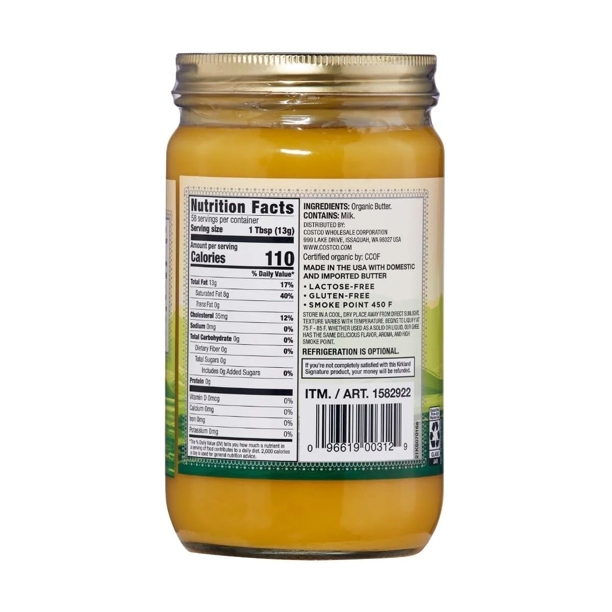 Kirkland Signature Organic Ghee Clarified Butter, 27 Ounce