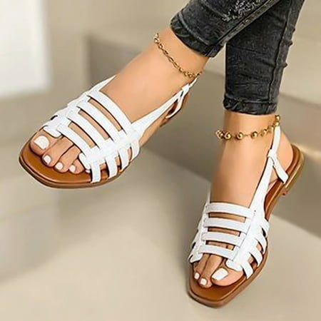 

Xinyolin Women Summer Casual Anti-skid Buckle Flat Opened Toe Sandals Slippers Shoes