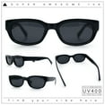 thumbnail image 2 of Mod Fashion Bevel Oval Rectangle Subtle Horn Rim Plastic Sunglasses All Black, 2 of 8