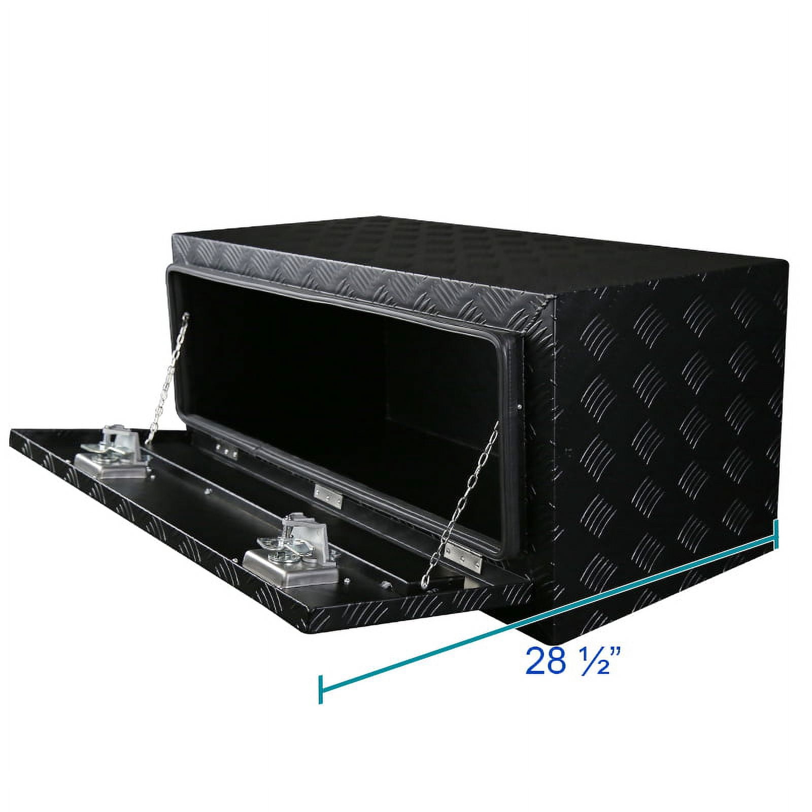 Spec-D Tuning 36x18x16 Truck Pickup Bed Utility Chest Aluminum Black Tool Box Trailer Storage W/ Lock Key