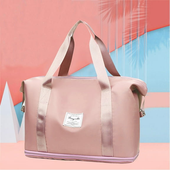 Expandable Tote Bag Travel Duffle Bag Lightweight Carry on Weekend Bag Foldable travel bag for Women Sports Gym Bag for Men Garment Bag.(Pink)