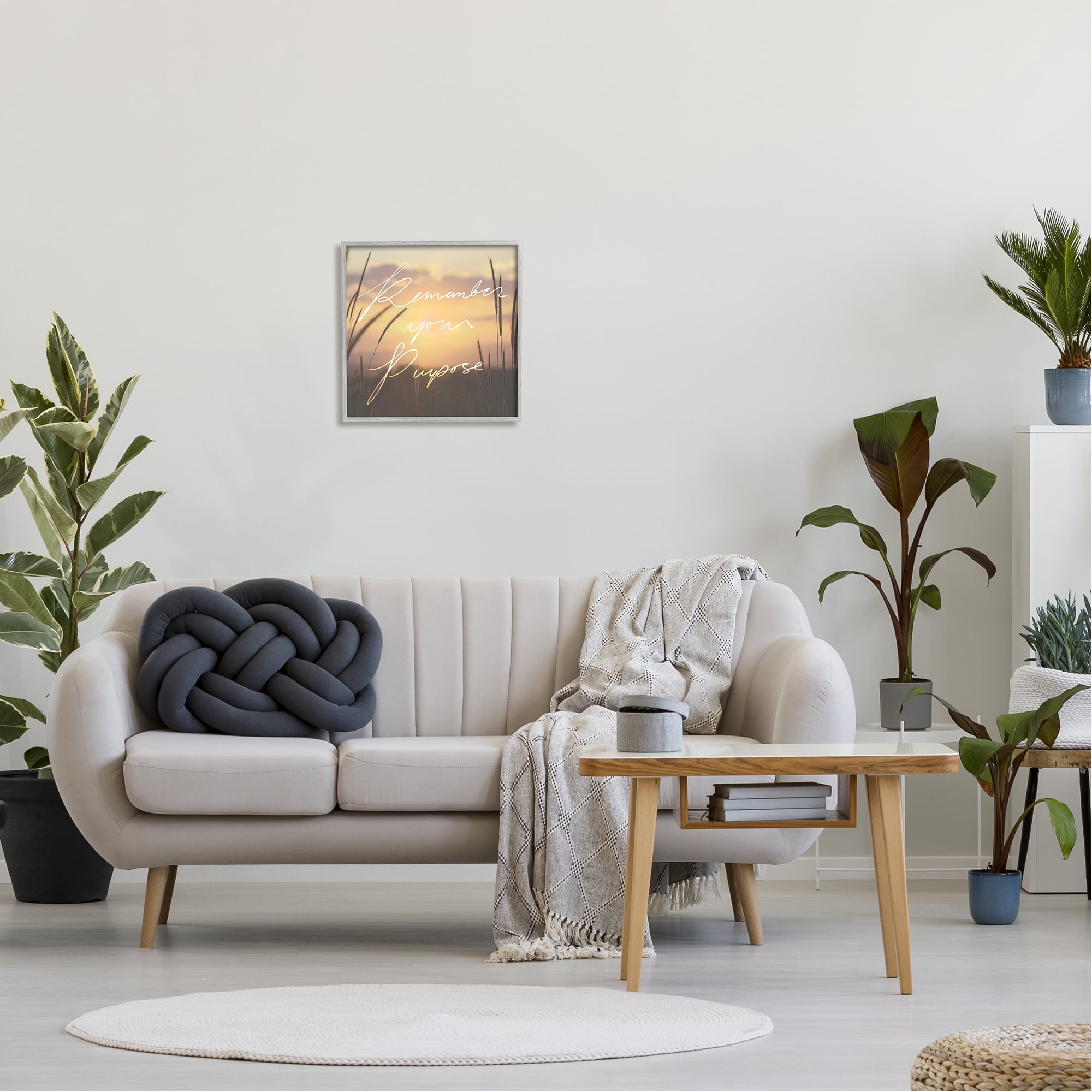 Stupell Remember Your Purpose Sunset Landscape Painting Gray Framed Art Print Wall Art