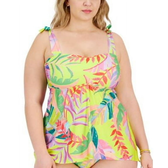 Becca Etc Plus Size Costa Bella Tie-Strap Tankini Swim Top Swimsuit 0X (14-16)