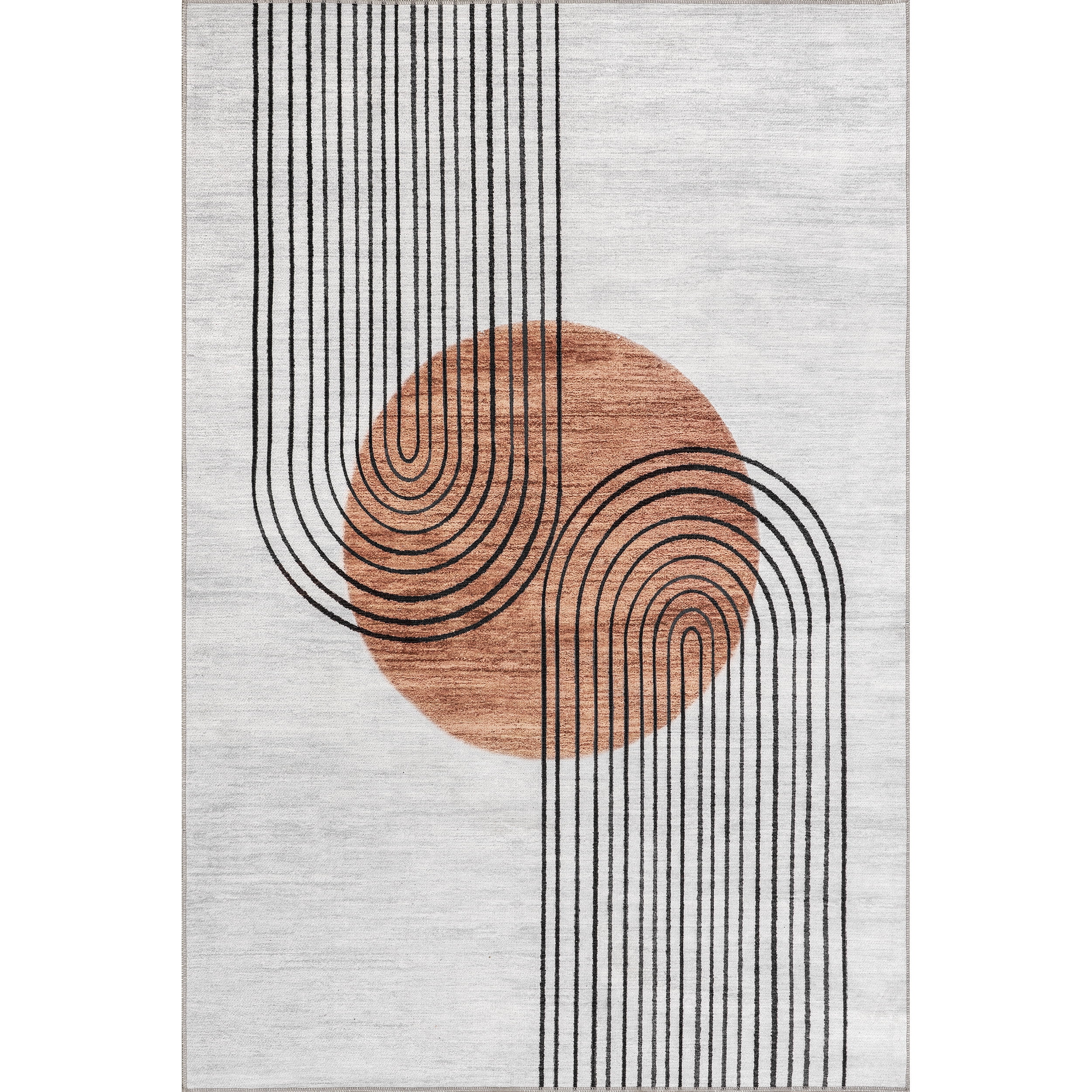 nuLOOM Martine Abstract Sun Machine Washable Area Rug, 4' x 6', Dusty White