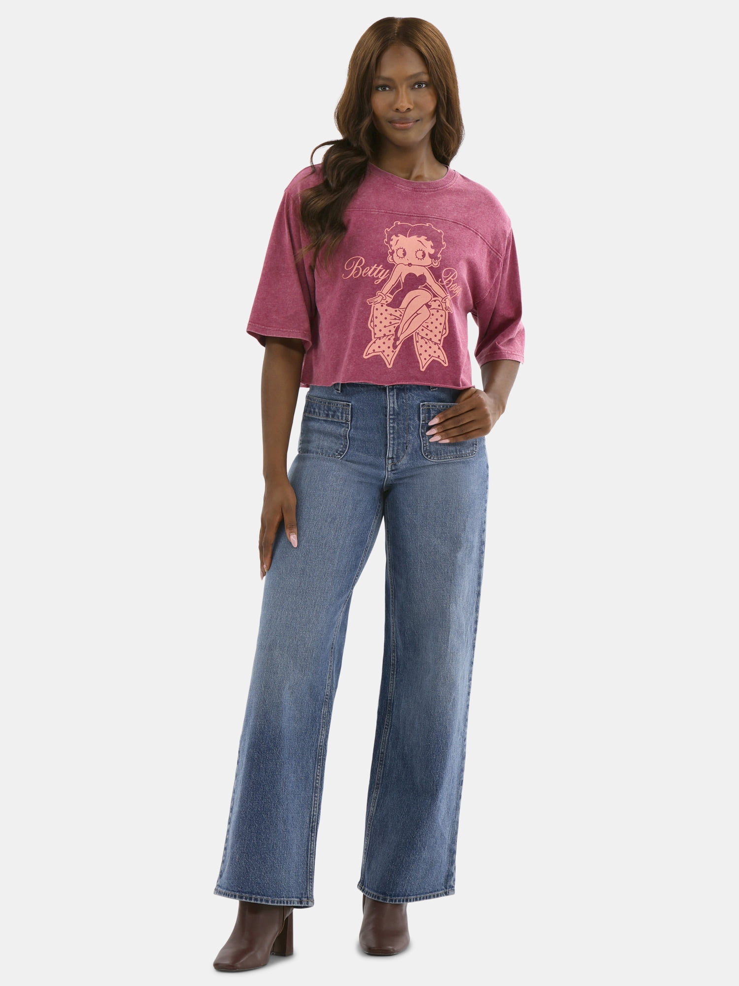 Betty Boop Women’s Graphic Skimmer Tee, Sizes XXS-2XL