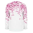 thumbnail image 5 of HOMBOM Womens T-Shirts Puff Sleeve Fall Pink Crew Neck Tops Long Sleeve Floral for Women Relaxed Fit, 5 of 6