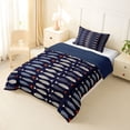 thumbnail image 3 of Feelyou Line Art Striped Fish Twin Comforter Sets for Kids Boys Girls, Kawaii Ocean Animal Bedding Set, Navy, Blue Reversible, 2 Pieces, 3 of 6