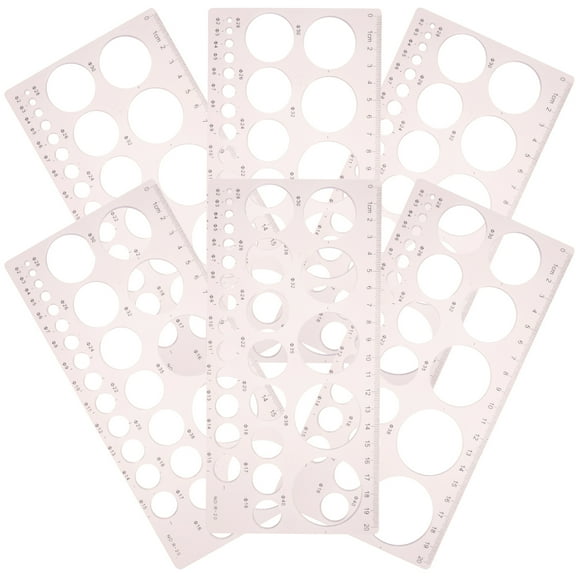 unbranded  6 Pcs Round Hole Ruler Circle Design Stencils Square Drawing Supplies Student Pink