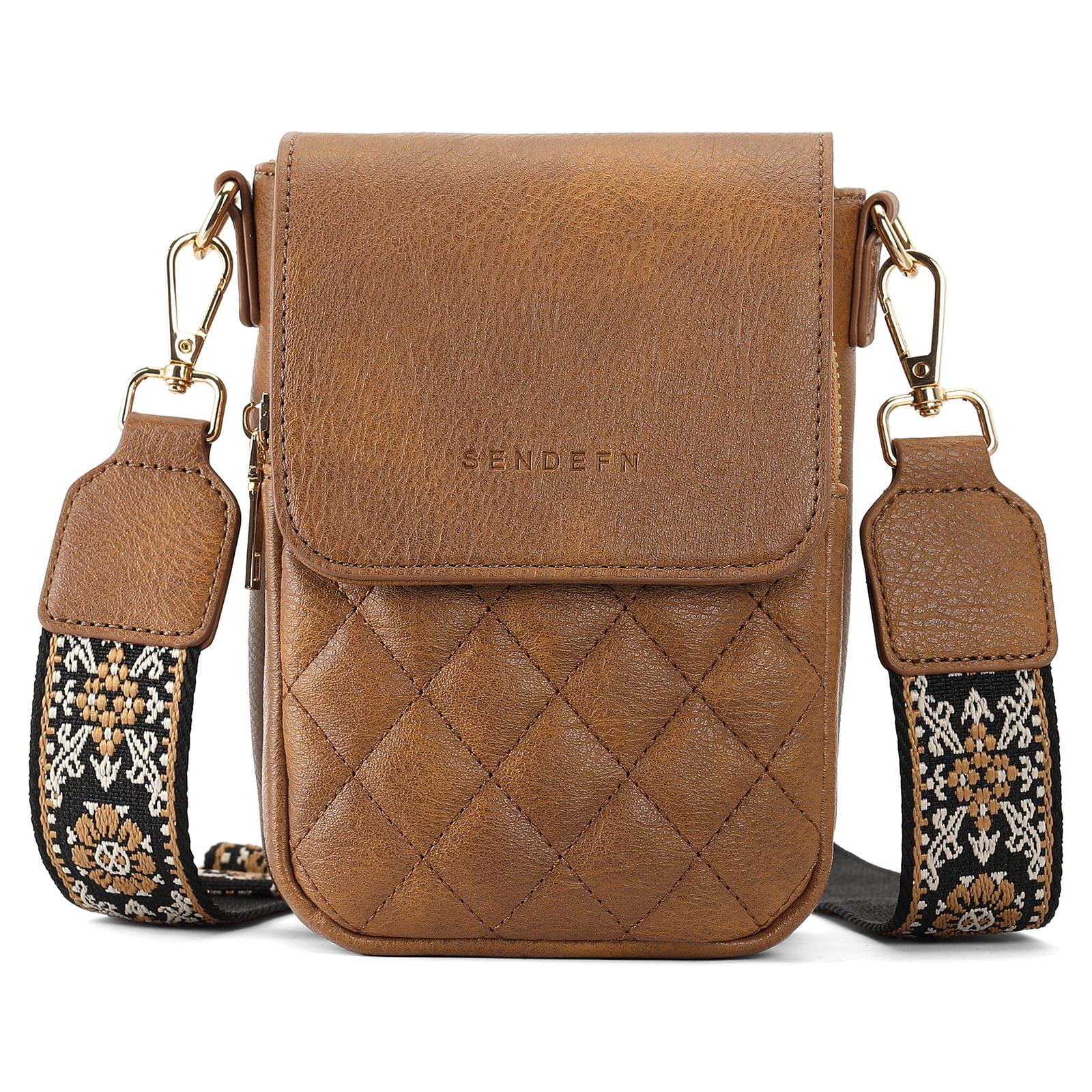 KALUNMA Crossbody Bags for Women Trendy Leather Triple Compartment Cell Phone Shoulder Wallet Purses with Card Slots
