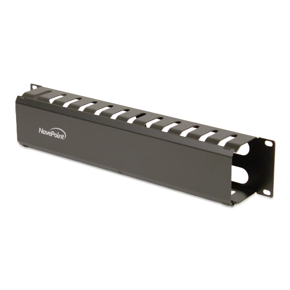 NavePoint 2U Horizontal Rack Mount Cable Management Metal Raceway Unit