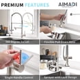 thumbnail image 4 of Aimadi Grifo De Cocina Abatible Con Rociador Grifo De Fregadero De Cocina De Níquel Cepillado De Acero Inoxidable De Una Sola Manija Comercial Con Luz Led, 4 of 5