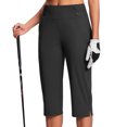 thumbnail image 3 of Fanxing Black Womens Beach Capris Shorts with Pockets High Elastic Waist Athletic Short Fitness Cropped Yoga Pants 6, 3 of 7