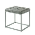 thumbnail image 3 of Inspired Home Simpson Cube Ottoman en Faux Cuir Cadre en Métal Capitonné Moderne, Gris, 3 of 7