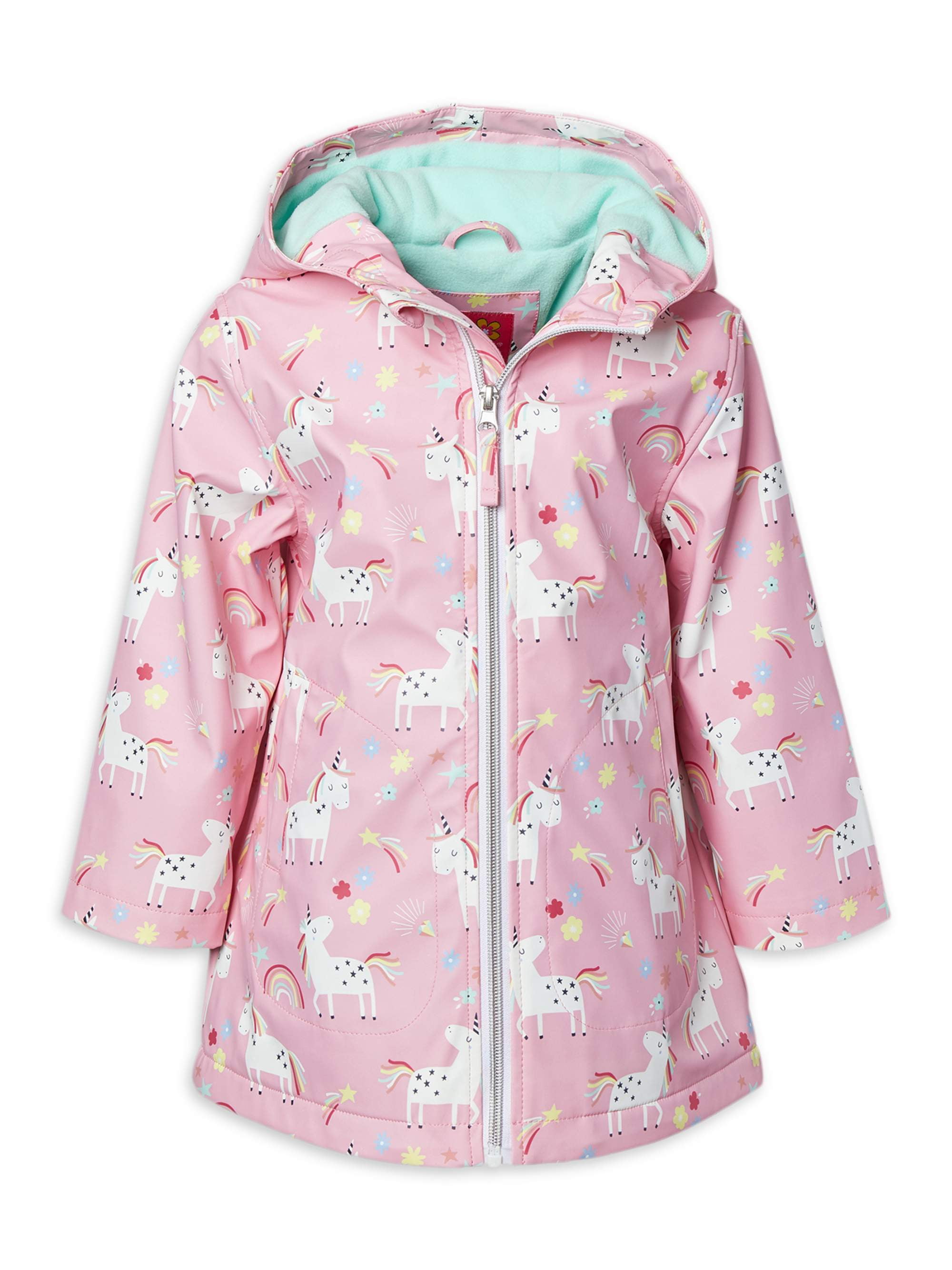 Lightweight Waterproof Unicorn Windbreaker Slicker Shell Raincoat Toddler/Little Girl Pink Platinum Girls Rain Jacket 