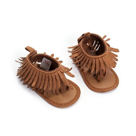 

Lamuusaa Newborn Baby Girls Summer Sandals Frist Walker Kids Soft Sole Shoes with Tassel Decoration