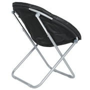 ZENY Faux Fur Saucer Chair Home Living Room Comfortable Moon Chair Solid Metal Frame - Black
