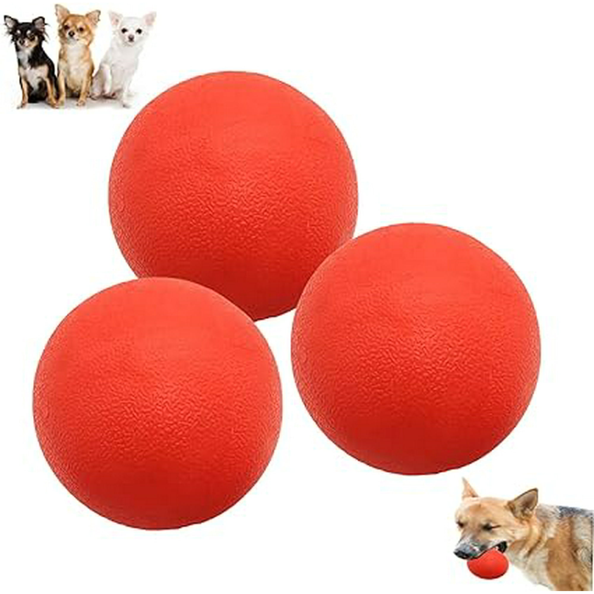 Set of 3 Indestructible Dog Balls Rubber Non Toxic Bouncing Ball Chew Toy for Small and Medium Dogs 4.5cm Walmart