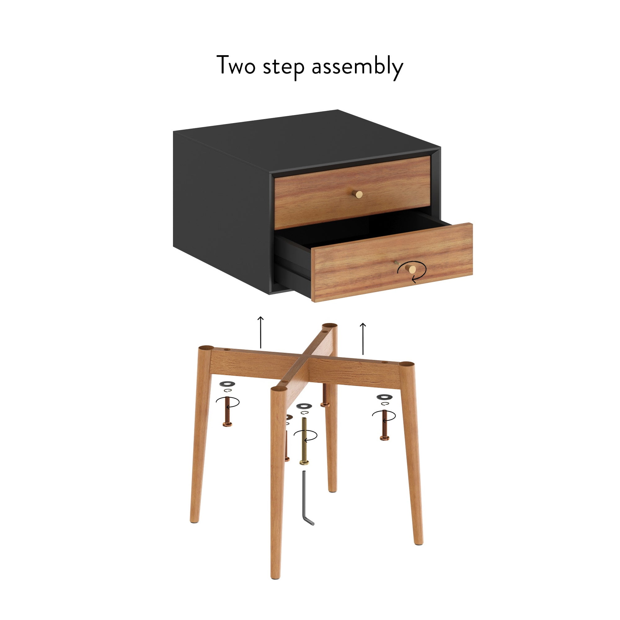 Nathan James Harper Mid-Century Furniture Pads Pinewood End Table, Black