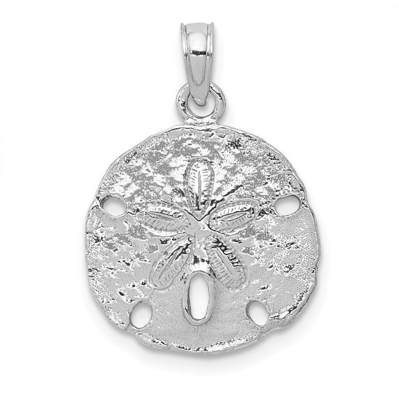 FB Jewels 14K White Gold White Sand Dollar High Polish Pendant