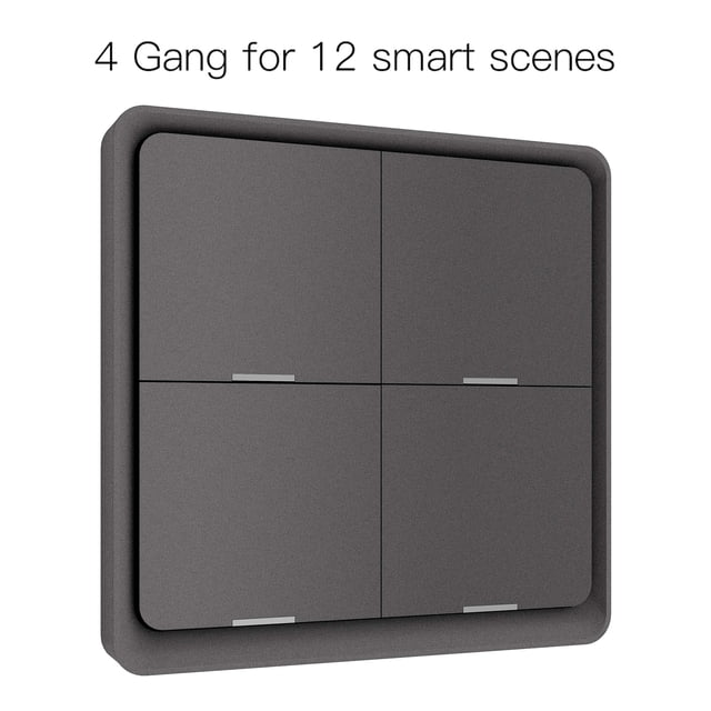 Mistaha Wireless Scene Switch Push Button Smart Switch Wall Panel Battery Powered Tuya/ Smart Life APP Remote Control for Smart Home Devices(ZigBee Hub Required), Grey 4 Gang
