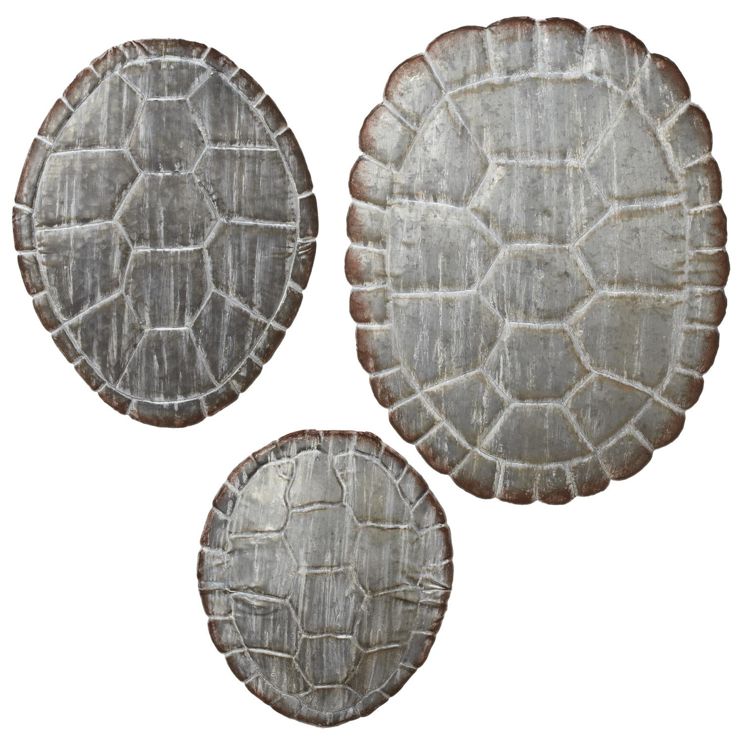 CBK Metal 3 Piece Set Washed Galvanized Turtle Shell Wall Decor 158375
