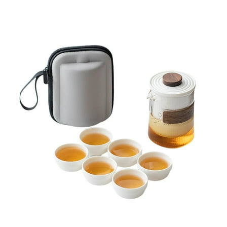【Outdoor Portable tea Set】-A pot of six cups of rough pottery Kuaike Cup travel tea Set